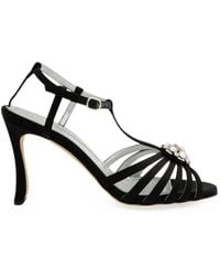 Manolo Blahnik - Fulcon Crystal-Embellished Satin Sandals - Lyst