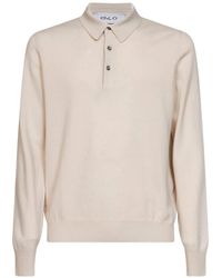 D4.0 - Long-Sleeve Knitted Polo Shirt - Lyst