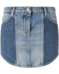 Pinko - Rhinestone-Embellished Denim Skirt - Lyst