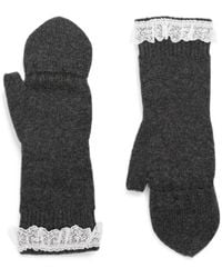 Ganni - Lace-Trim Knitted Mittens - Lyst