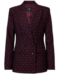 Etro - Double-Breasted Jacquard-Pattern Blazer - Lyst