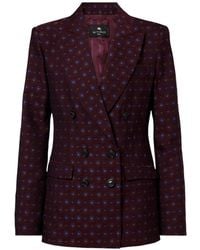 Etro - Double-Breasted Jacquard-Pattern Blazer - Lyst