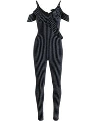 DSquared² - Ruffled Glitter-Stripes V-Neck Jumpsuit - Lyst