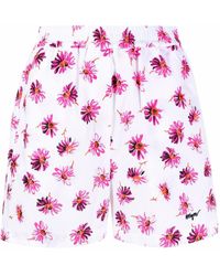 MSGM - Floral-print Cotton Shorts - Lyst