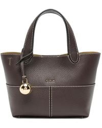 Furla - Contrast-Stitch Pebbled-Leather Mini Tote Bag - Lyst