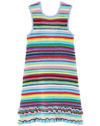 Ganni - Crochet-Knit Mini Dress - Lyst