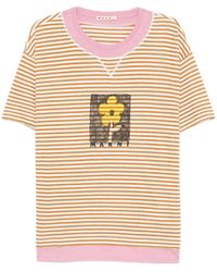 Marni - Striped T-Shirt With Floral Print - Lyst