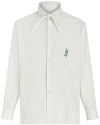 Etro - Floral-embroidered Striped Shirt - Lyst