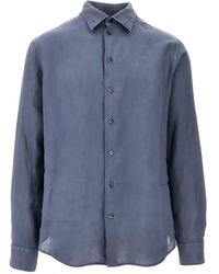 Emporio Armani - Camisa de lino de manga larga - Lyst