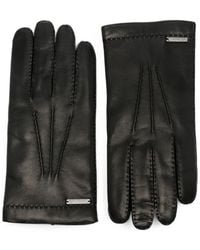 Corneliani - Logo-Plaque Leather Gloves - Lyst