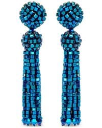 Oscar de la Renta - Fringed Crystal Clip-On Earrings - Lyst