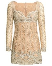 Elie Saab - Robe Courte À Perles Brodées - Lyst