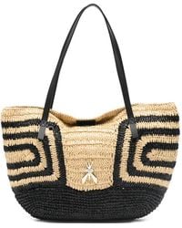 Patrizia Pepe - Geometric-Pattern Raffia Beach Bag - Lyst