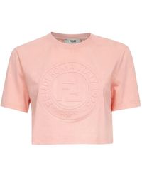 Fendi - Short T-Shirt With Embossed Logo - Lyst