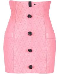Balmain - Quilted Leather Tulip Skirt - Lyst