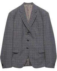 Prada - Single-Breasted Prince Of Wales Checked Virgin-Wool Jacket - Lyst