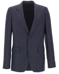 MM6 by Maison Margiela - Frayed Single-Breasted Blazer - Lyst