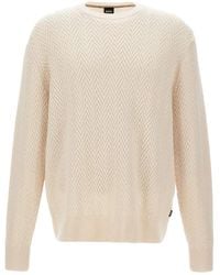 BOSS - Pullover mit Fischgrätenmuster - Lyst