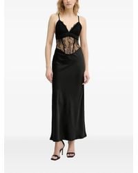 Haveone - Robe Longue Satinée À Empiècements En Dentelle - Lyst