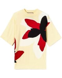Plan C - Flower-Intarsia Crew-Neck T-Shirt - Lyst