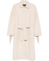 Maje - Fringe-Trimmed Belted Single-Breasted Coat - Lyst