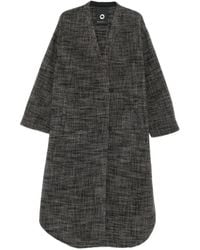 Giorgio Armani - Long Single-Breasted Double Wool Coat With Check Pattern - Lyst