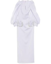 Jean Louis Sabaji - Crystal-Embellished Puffed-Sleeve Dress - Lyst