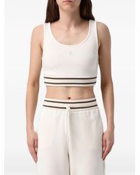 Emporio Armani - Logo-Embroidered Striped-Trim Crop Top - Lyst