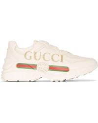rhyton gucci print leather trainer