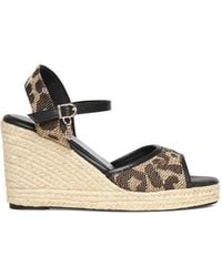 V73 - Leopard-Print Wedge Sandals - Lyst