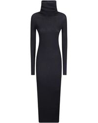 Rick Owens - Ribbed-Knit Roll-Neck Midi Dress - Lyst