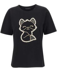 Elena Miro - Fox-Embroidery Sequin-Embellished T-Shirt - Lyst