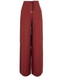 Max Mara - Drawstring Linen Palazzo Pants - Lyst