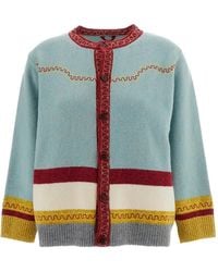 Bode - Rock Candy Embroidered Striped Cardigan - Lyst