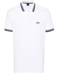BOSS - Embroidered-logo Cotton Polo Shirt - Lyst