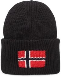 Napapijri - Evei Ribbed-Knit Logo-Patch Beanie Hat - Lyst