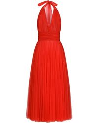 Dolce & Gabbana - Tulle Halterneck Midi Dress - Lyst