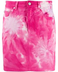 dark pink denim skirt