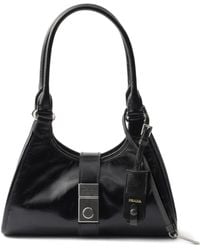 Prada - Small Push-Lock Leather Tote Bag - Lyst