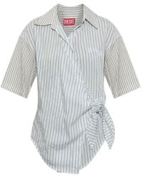 DIESEL - C Delphos Ss Striped Tie-Fastening Shirt - Lyst