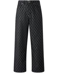 Philipp Plein - Monogram-Print Wide-Leg Jeans - Lyst
