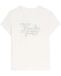 Zadig & Voltaire - Camiseta con logo y detalles de cristal - Lyst