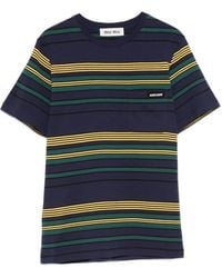 Miu Miu - Cotton T-Shirt With Striped Pattern - Lyst