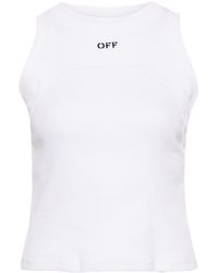 Off-White c/o Virgil Abloh - Embroidered-logo Ribbed Tank Top - Lyst