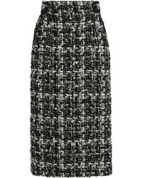 Dolce & Gabbana - Jupe Mi-Longue En Tweed À Carreaux - Lyst