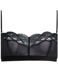 KARL LAGERFELD - Logo-Embroidered Lace Bralette - Lyst