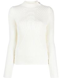 Liu Jo - Embellished-Button Ribbed-Knit Jumper - Lyst