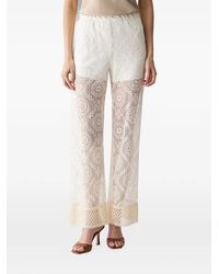 Haveone - Broderie-Anglaise Lace-Trim Straight Trousers - Lyst