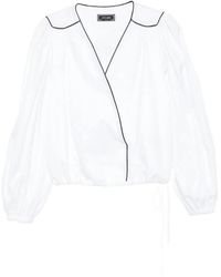 Styland - Piped-Trim Wrap Blouse - Lyst