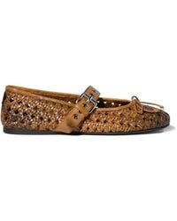 Miu Miu - Woven Buckle-Strap Ballet Flats - Lyst
